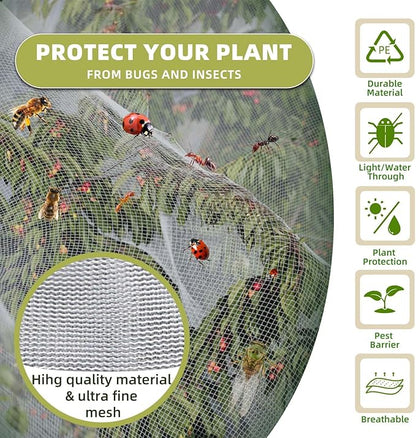 Bird Netting for Garden Protection, CANAGROW 4 Pack Garden Plant Mesh Netting Covers Bags with Drawstring, Insect Bird Barrier Bug Netting for Fruit Blueberry Bushes Vegetable Flower (3.3x4.9FT)
