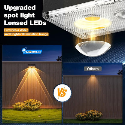 NIORSUN Solar Fence Lights,12 Pack Deck Light,Led Lights Warm White Outdoor Wall Lights,IP45 Solar Powered Light Waterproof for Backyard/Pool/Railing/Patio/Porch/Step/Outside/Garden (Black)