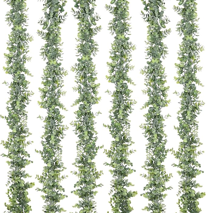 Artificial Plants Greenery Eucalyptus Garland, Grey Green, 6 Strands, 72 Inch