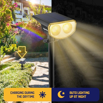 Kyosho Solar Spot Lights Outdoor, IP67 Waterproof 38 LED Solar Powered Landscape Spotlights for Yard, Garden, Driveway, Walkway, Auto On/Off, 3 Modes, 6 Pack