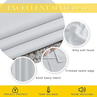 NICETOWN Patio Door Curtain Room Darkening Drapes, Grommet Light & Heat Blocking Room Divider Curtain Panel Window Drape for Bedroom/Living Room (Greyish White, W80 x L90, 1 Panel)