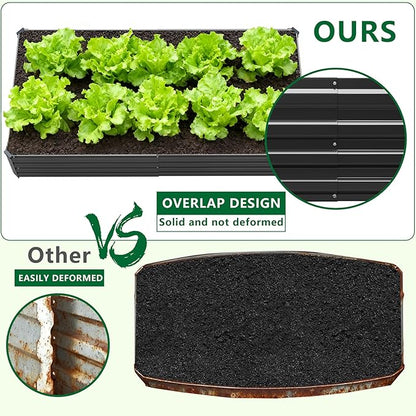 3 Pack 6x3x1FT Galvanized Raised Garden Beds Kit Outdoor Metal Gardening Planter Box for Vegetable Elevated Flower Herbs,Black