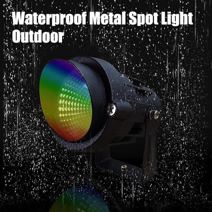Color Spot Light Outdoor 2-Pack, 120V 12W Waterproof LED Landscape Spotlights, Plug-in Durable Spotlight Outdoor for Yard, Garden, Patio, Tree, House, Halloween, Christmas
