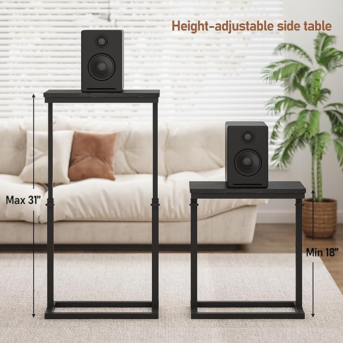 TUTOTAK End Table, Side Table, Tall Couch Table, Sofa Table, Living Room, Bed Room, Black TB01BK0832