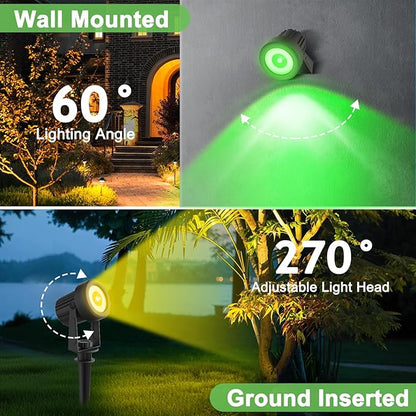 Solar Spotlights Outdoor Waterproof, RGB Landscape Spotlights, Christmas Decorative Solar Spot Lighting for Garden, Yard, Pathway, Lawn, Poolside, Party, 2-in-1 Mounted (RGB, 2 Pack)