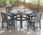 AMERLIFE 5 Piece HDPE Outdoor Dining Table & Chairs Set, All-Weather Patio Table and Chairs Set Furniture with Umbrella Hole for Garden, Backyard, Poolside, Seaside, Gray