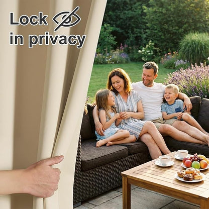 RYB HOME Outdoor Curtains for Patio Waterproof Block Sunlight Thermal Insulated Privacy Assured Thick Outside Curtains for Deck, Balcony, Pool, W52 x L63, Biscotti Beige, 1 Panel