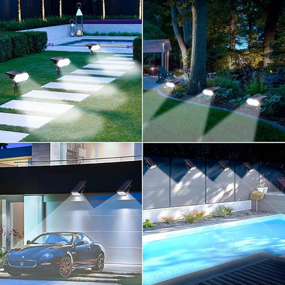 LYHOPE Solar Spot Light Outdoor, 49 LED Lights for Outside, 2 Modes Solar Powered Spotlights, Waterproof Pathway Light for Garden Yard Walkway Driveway Landscape Decorations (4 Pack-Cool White)