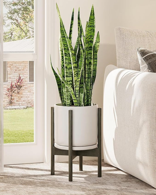 Adjustable Plant Stand Indoor, Bamboo Plant Stand Fits 8 9 10 11 12 Inches, Small Corner Planter Holder for Indoor Plants, Single Floor Plant Stands for Living Room Balcony, Tea Brown Tall