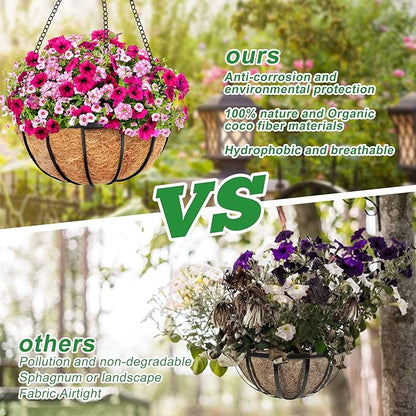 Y&M 2pcs 20“ Round Coconut Fiber Liner, 20'' Coco Liner Pre-Formed Replacement for Wall Hanging Planter Basket