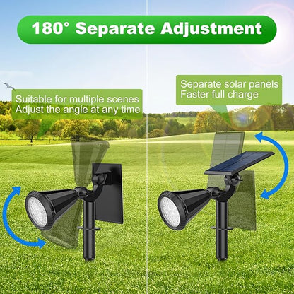 Color Changing Solar Spot Lights Outdoor Waterproof 180° Adjustable Colored RGB Solar Powered Landscape Lights for Yard 7 Lighting Modes Solar Spotlights for Pathway Garden Outside (2 Pack)
