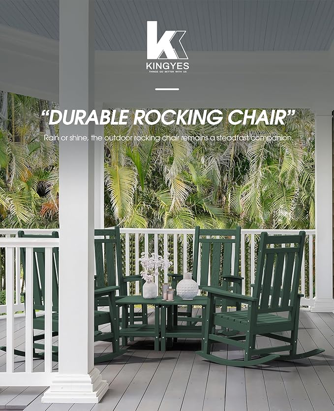 Rocking Chairs for Patio: 2-Pack, Green HDPE, 350 lb Capacity
