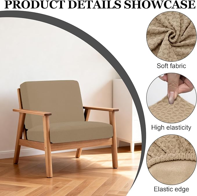 Cushion Covers 4 Pack Khaki Stretch Slipcovers for Patio Sofas