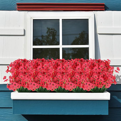 AGIRL 24 Bundles Artificial Flowers for Outdoor,No Fade Fake Plastic Flowers Faux Plants for Decoration Hanging Planters Indoor Outside Garden Porch Window Box Home Wedding Farmhouse