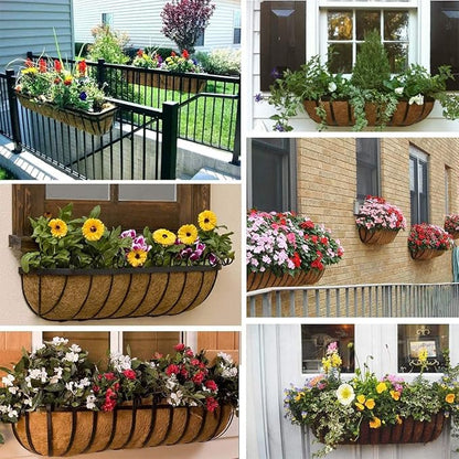 2pcs Trough Coco Liner 36 inch Wall Planter Replaceable Coco Liner for Window Box, Fence Flower Baskets