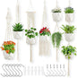 Macrame Plant Hangers, 6Pack Hanging Plant Holders Indoor w/ 6 Set Hooks Handmade Cotton Rope Plant Hangers Set Flower Pots Holder Stand Boho Home Decor Hanging Planters for Indoor Outdoor Plants