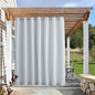 NICETOWN Patio Curtain Outdoor Waterproof W100 x L120, Rustproof Top & Bottom Grommet Light Blocking Windproof Thermal Insulated Blinds for Indoor Outdoor Room Divider, Greyish White, 1 Piece