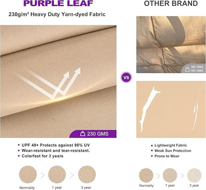 PURPLE LEAF 10' x 13' Aluminum Outdoor Pergola Wind-Resistant Retractable Pergola with Double Sun Shade Canopy Heavy-Duty Metal Pergola for Patios Backyard Deck Garden, Khaki