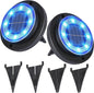 Flacchi Solar Lights Outdoor - Solar Powered Ground Lights Outdoor Solar Disk Light Waterproof Landscape Light for Patio Yard Pathway Walkway Driveway (Blue, 2 Pack)