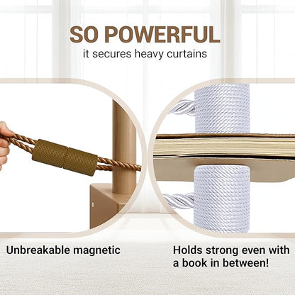 Hion Magnetic Curtain Tiebacks Dark Brown 6 Pack, Curtain Tiebacks Buckles Holdbacks Holders Hooks Clip for Home Bedroom Office Decorative Thick or Thin Curtain