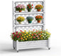 Raised Garden Bed with Trellis, 21 Gallon Self Watering Planter Box with Lockable Wheels & Drainage Holes for Climbing Plants Vegetables Flowers, Anti-Rust Resin for Backyard Patio (Ashen)