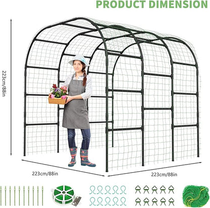 DoCred Garden Arch Trellis for Climbing Plants, 88 Inch Large Garden Trellises Outdoor Metal Plants Support Archway Arbor Tunnel for Vegetables Plant Cucumber Trellis Decoration, Black