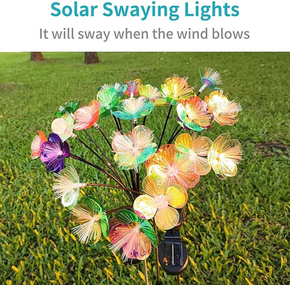 JJGoo 2 Pack Solar Garden Lights, Solar Flower Swaying Light for Outside, New Upgraded Outdoor Waterproof Light for Garden Patio Yard Front Porch Decor