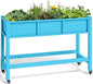 YITAHOME Raised Garden Bed HDPE, 47x18x31In Raised Flower Bed Poly-Wood Weather-Resistant Elevated Planter Box with Lockable Wheels for Vegetables, Aruba Blue