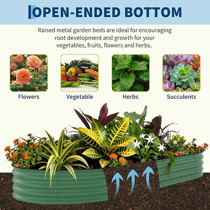 Garvee 2 Pack Galvanized Raised Garden Beds - 10x4x1.5ft Planter Box for Vegetables, Flowers, Rust-Resistant Garden Box, Easy Assembly Raised Beds, Durable Planters for Outdoor Plants, Green