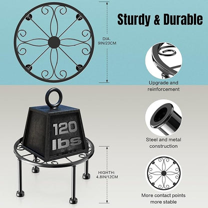 Garden Gifts Plant Lovers Gifts 3 Packs Black Metal Plant Stand with Anti-Slip Base Rustproof Heavy Duty Decorative Round Flower Stand Display Shelf for Indoor/Outdoor