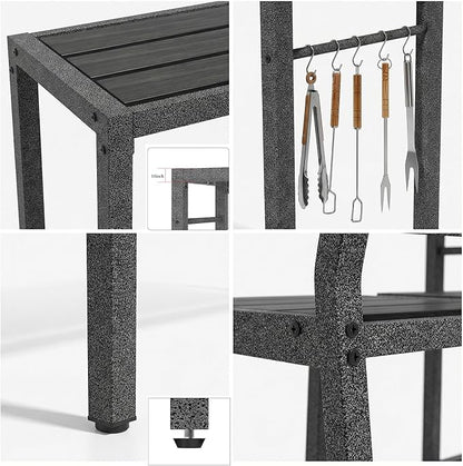 3Pcs Outdoor Patio Bar Set, 55" Rectangular High Top Table and Chairs Set with 2 Cushioned Bar Stools & Cover,Metal Pub Height Bistro Table Set for Balcony, Backyard, Porch, Deck,Garden, Pool