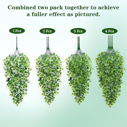 Waipfaru Artificial Hanging Ivy for Outdoors, Fake Hanging Plants, 4pcs Faux Ivy Pothos Vines Greenery for Wall Home Bedroom Living Aesthetic Kitchen Office Aesthetic Kitchen Indoor Outdoor Decor