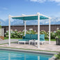 PURPLE LEAF 10' x 10' Outdoor Aluminum Pergola White Heavy-Duty Retractable Pergola Patio Metal with Double Sun Shade Canopy for Backyard Gardens Deck, Blue