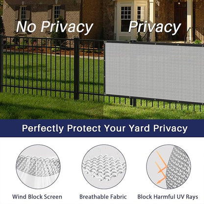 Windscreen4less Privacy Fence Screen Heavy Duty Windscreen Fencing Mesh Fabric Shade Net Cover with Brass Grommtes for Outdoor Wall Garden Yard Pool Deck, 6'x244' Light Gray