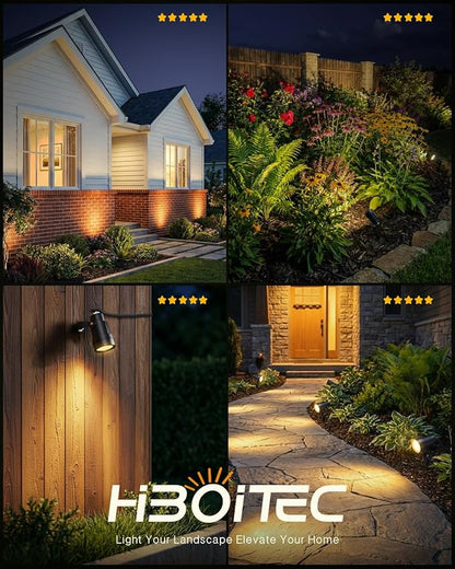 HIBOITEC LED Low Voltage Landscape Spotlights，IP65 Waterproof Outdoor Spot Lights for Yard, Plant, Lawn, Tree, Flags, House, Garden, Pathway, 2900K Warm White, 2 Pack