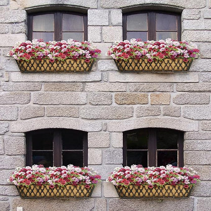 6 Pack 30 Inch Window Boxes Planters Railing Planter Box with Adjustable Brackets for Porch Fence Patio Balcony Hanging Flower Baskets with Coco Liners for Outdoor Garden Decor - Bronze