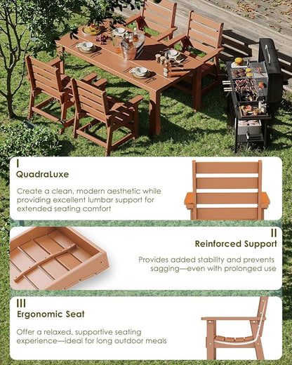 GREENVINES Outdoor Dining Chair | HDPE | Patio Chairs | All-Weather | Teak