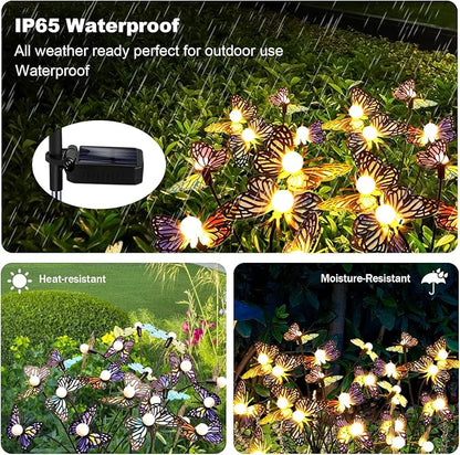 Solar Garden Butterfly Lights, 4 Pack 32 LED Solar Swaying Lights, Swaying in The Wind, Waterproof Firefly Light Outdoor Fairy Light for Garden Patio Yard Pathway Flower Bed Decoration