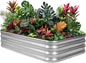 1MORE Raised Garden Bed -5X3X1 Galvanized Planter Box for Outdoor Gardening,4 in 1 Modular Raised Bed Kit with Protective Tape, Gloves for Herb,Ideal for Vegetables and Plants.Sliver-1Pcak
