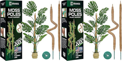 4 Pack 48'' Bendable Moss Pole Monstera Plant Support for Climbing Indoor Plants - Stakes for Potted Climbers - Tall Sticks Indoor Trellis for Houseplants - Accessories for Monstera Pot