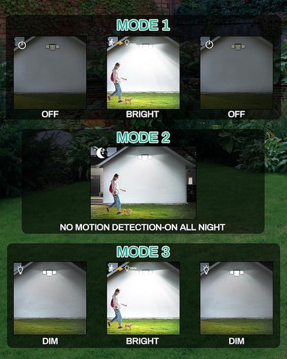 Solar Outdoor Lights with Stakes, 2500LM 180° PIR Motion Sensor, 360° Wide Angle Illumination, In-Ground or Wall Mount, IP65 Waterproof, 3 Modes, 236 LEDs Security Flood Light, 2 Pack
