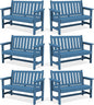 SERWALL Outdoor Bench, HDPE Outdoor Benches Weatherproof, 2-Person Garden Bench with 660 lbs Weight Capacity, Patio Benches for Outdoors, Garden, Porch, Backyard and Park, Navy, 6 Pack