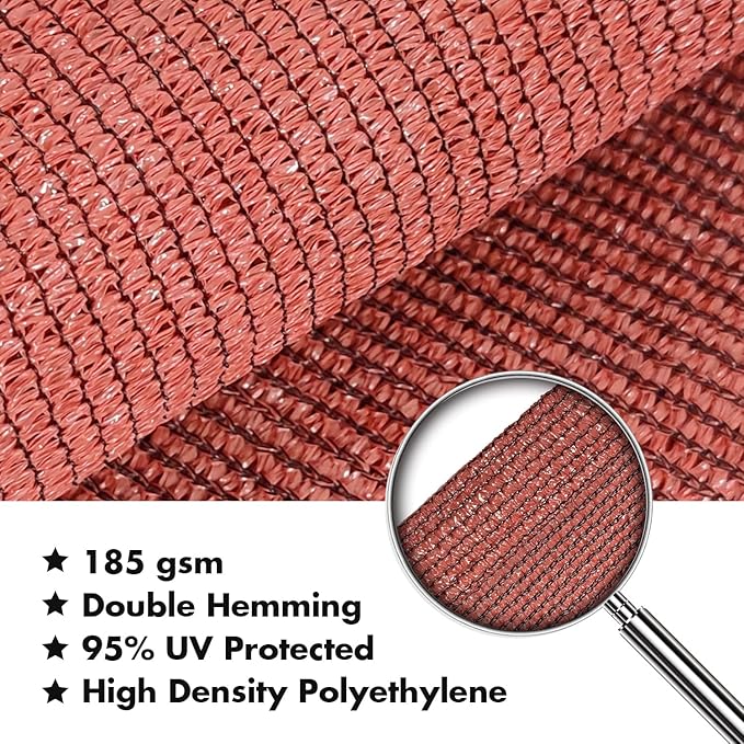 KANAGAWA 7'X9' Rust Red Custom Size Sun Shade Sail Rectangle UV Block Canopy Cover for Patio Backyard Lawn Garden Outdoor (Customized Available)