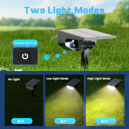 Solar Spot Lights Outdoor IP68 Waterproof, Ultra-Bright Performance，Simple Modes for Easier Operation, Auto On/Off，Solar Powered Landscape Lights for Garden, Yard, Pathway (Warm White, 4 Pack)