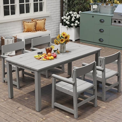 5-Piece HIPS Patio Dining Set for 4 Person Outdoor Dining Sets with Umbrella Hole Tables and Chairs Furniture Set All Weather Proof for Garden, Backyard, Poolside