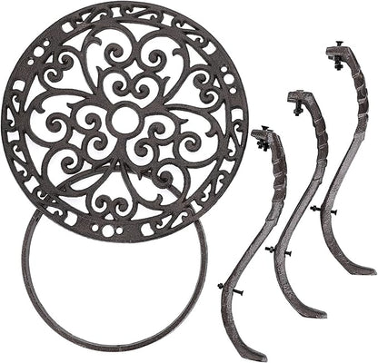 OwnMy Heavy Duty Cast Iron Plant Stand Vintage Iron Flower Pot Holder, Rustic Decorative Round Potted Plant Stand Rack, Indoor Outdoor Metal Plant Holder for Home Garden