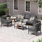 Aluminum Outdoor Patio Furniture Set with Dual-Layer Coffee Table, 4 Piece Modern Patio Conversation Sets with PE Rope, Outdoor Sectional Sofa with Thick Cushions for Balcony, Porch, Charcoal