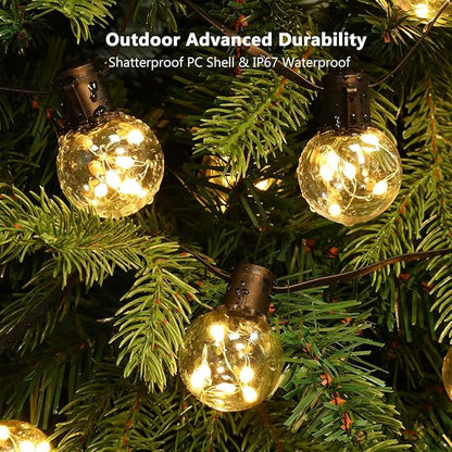 Outdoor String Lights Battery Operated, 22ft 20 LED Bulbs Hanging Lights Dimmable with Timer, Globe Bulb Shatterproof & Waterproof for Outdoor Indoor Patio Backyard Balcony Decor - Warm White