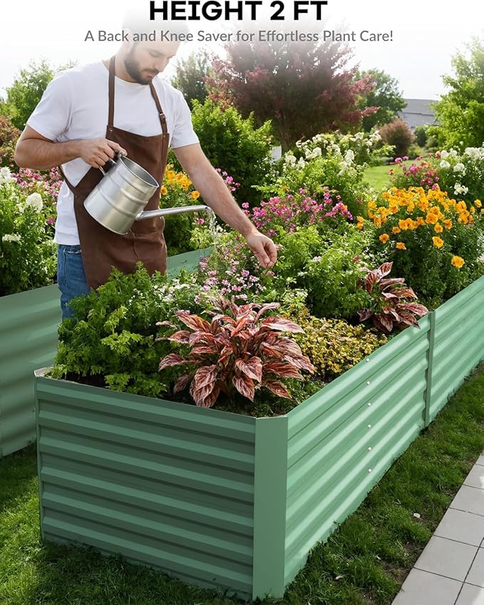 Garvee 6x3x2ft Galvanized Raised Garden Bed Outdoor,Rust-Resistant Raised Garden Beds for Gardening, Easy Assembly Outdoor Garden Box & Planters,Green