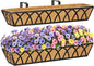 HFHOME 2 Pcs 30" Window Box Deck Railing Planter with Horse Trough Coco Liners, Black Metal Hanging Flower Planters Baskets for Indoor, Outdoor, Balcony, Porch, Fence, Patio, and Lawn